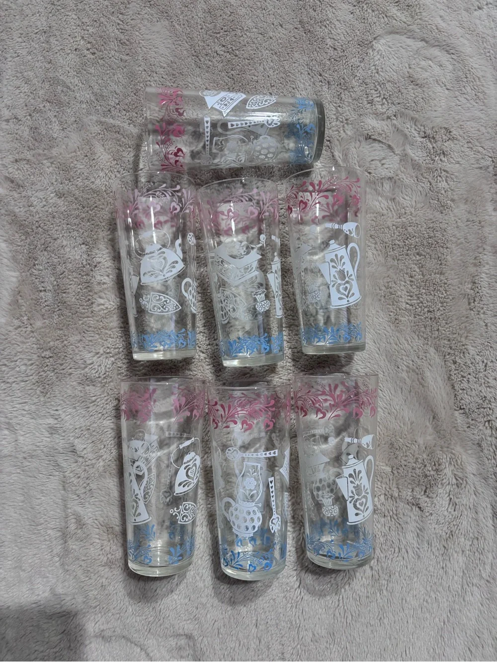 Decorative Pink & Blue Glass Tumbler Set - Home Party Supplies